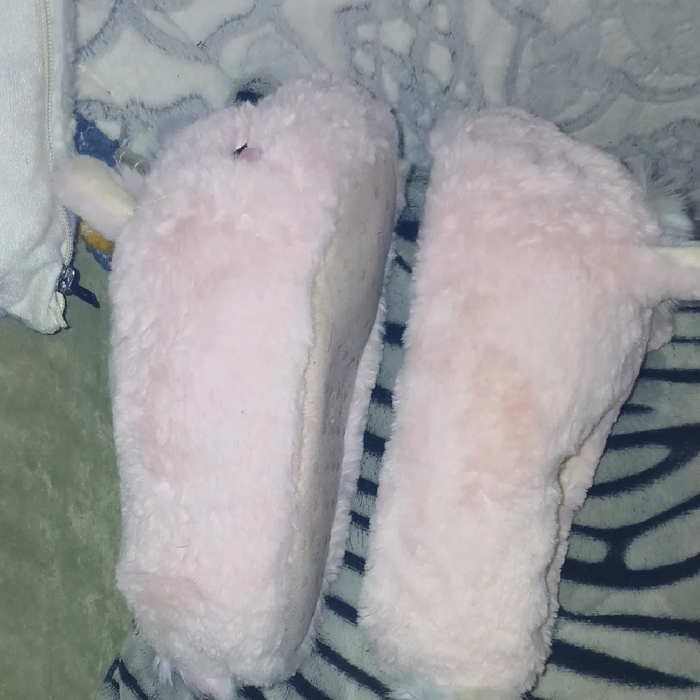 Plush Unicorn Slippers with Gold Horn